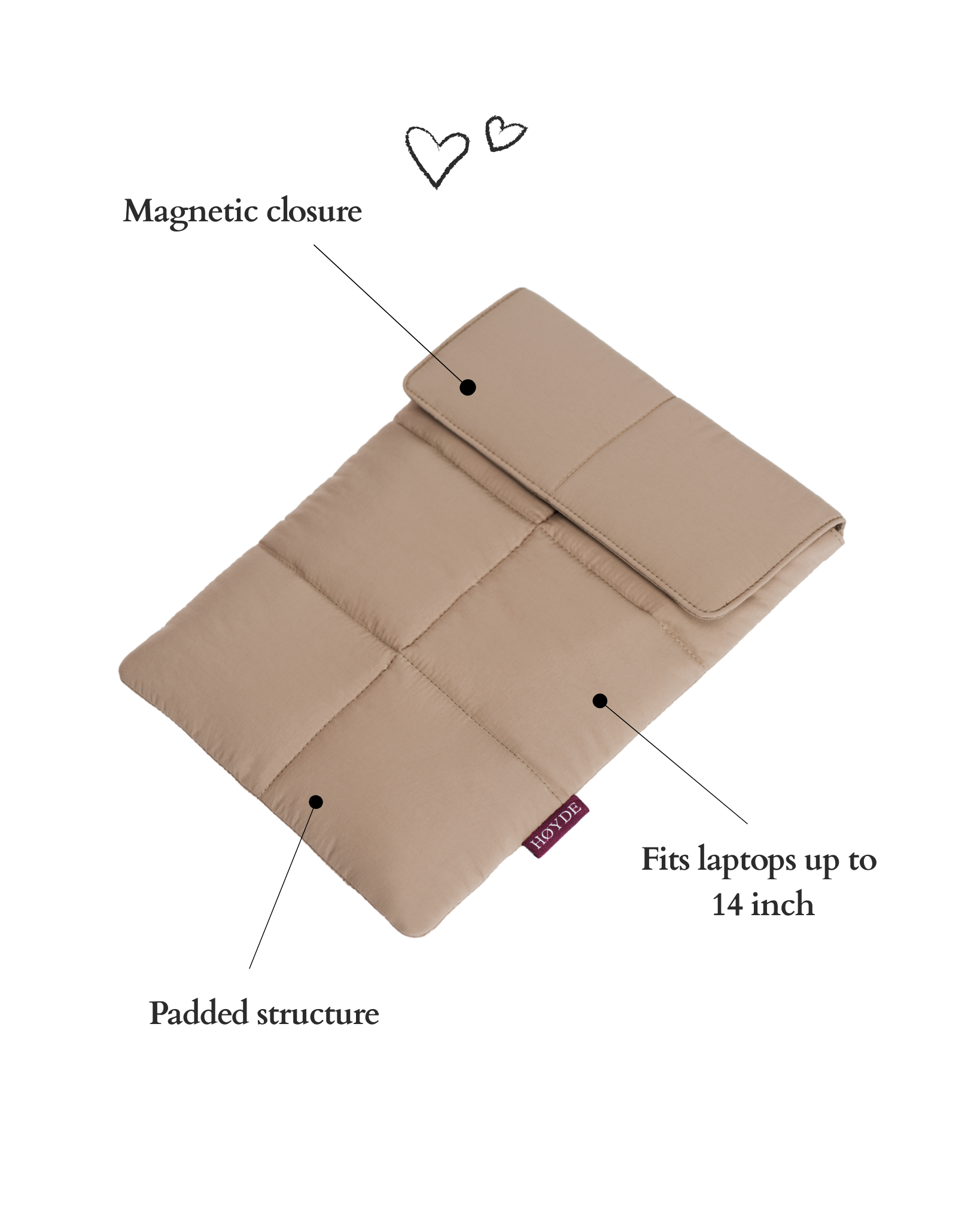 Laptop Sleeve 14 Zoll / 13 Zoll Puffy Biscuit Beige