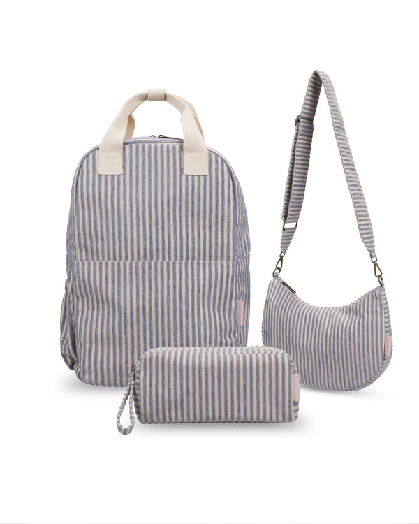 3-Piece Set Jacquard Stripe Blossom Blue