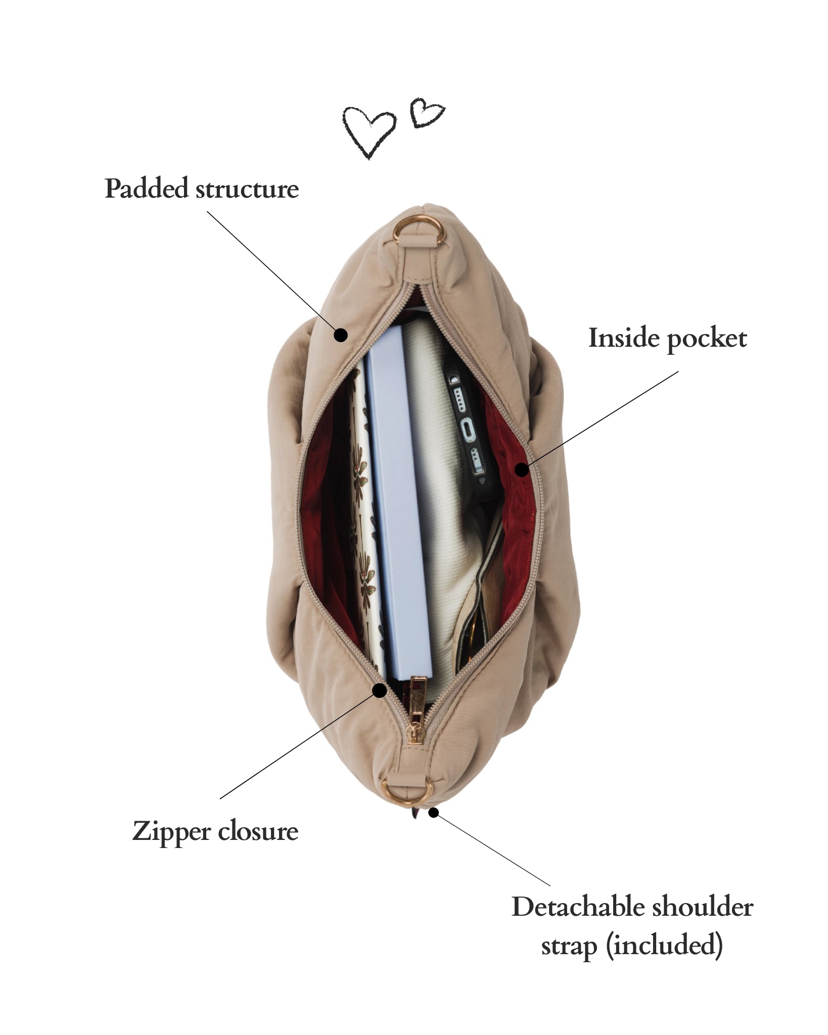 Crossbody Bag Puffy Biscuit Beige